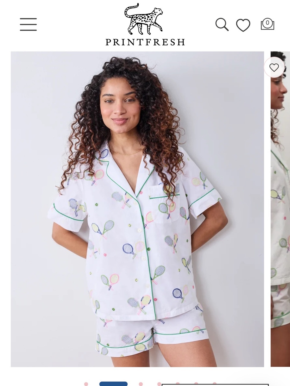 Printfresh Tennis Racket Short Pajama Set - Picture 2 of 5